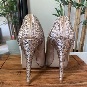 Steve Madden Rhinestone Peep-Toe Satin Heels